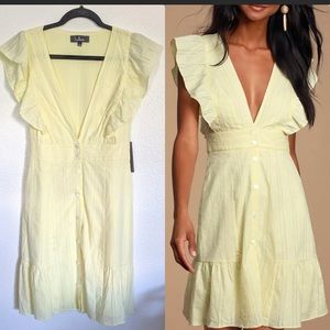 Lulu's Daydreaming of You Swiss Dot Mini Dress Lg